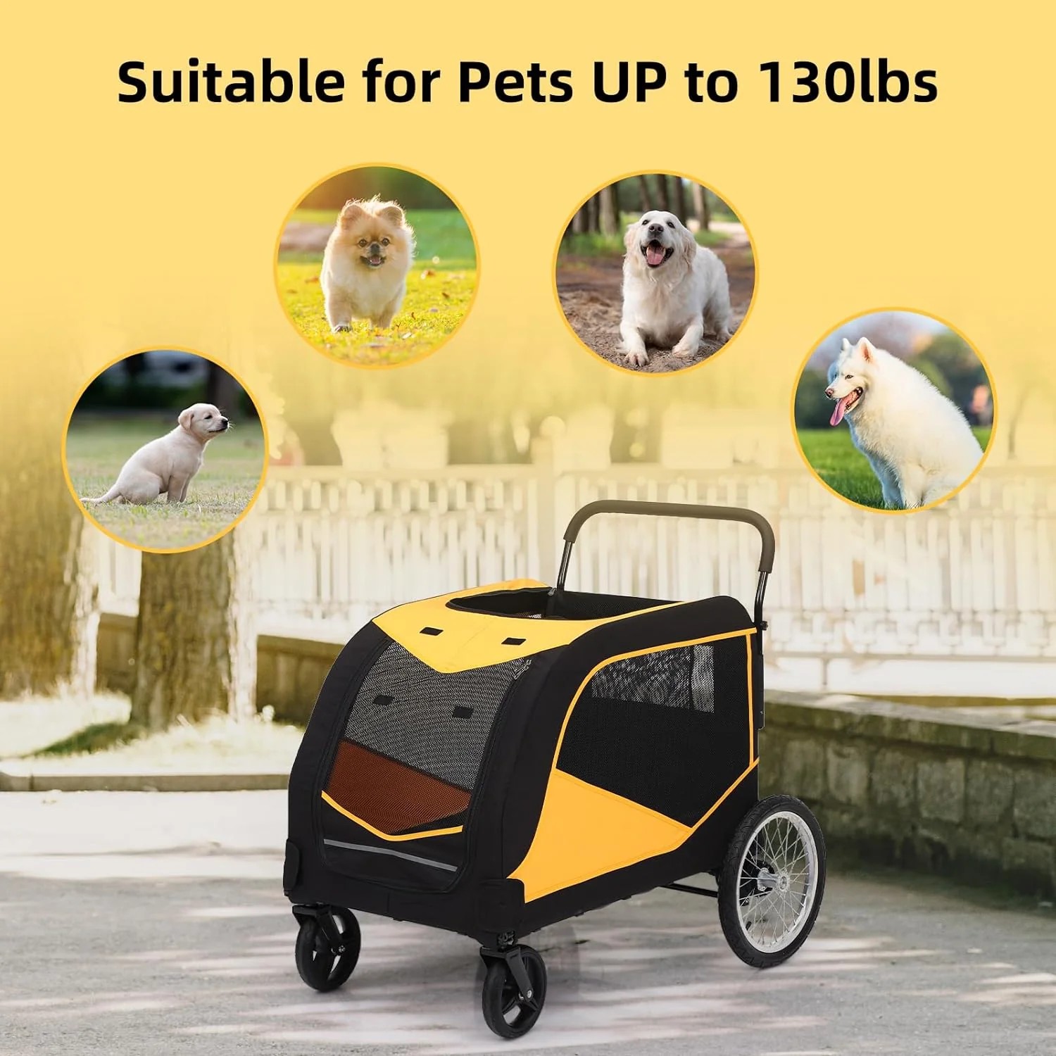 Limited Standard Goods Dog Stroller for Large Pet Jogger Folding Cart 4 Wheel Storage Grey Orange Reliable