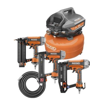 Limited Open Market 6 Gal. Portable Electric Pancake Air Compressor w/ 18GA Brad Nailer, 16GA Straight Finish Nailer, & 18GA Finis Distinctive