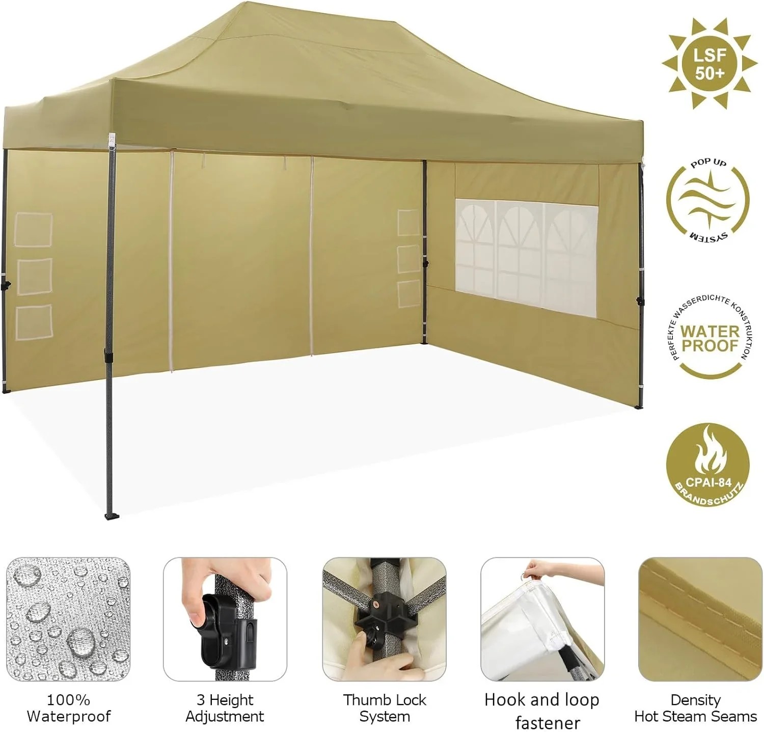 In Stock Pure Value COBIZI 10x20 Heavy Duty Pop up Canopy Tent with 6 Sidewalls Black Functional