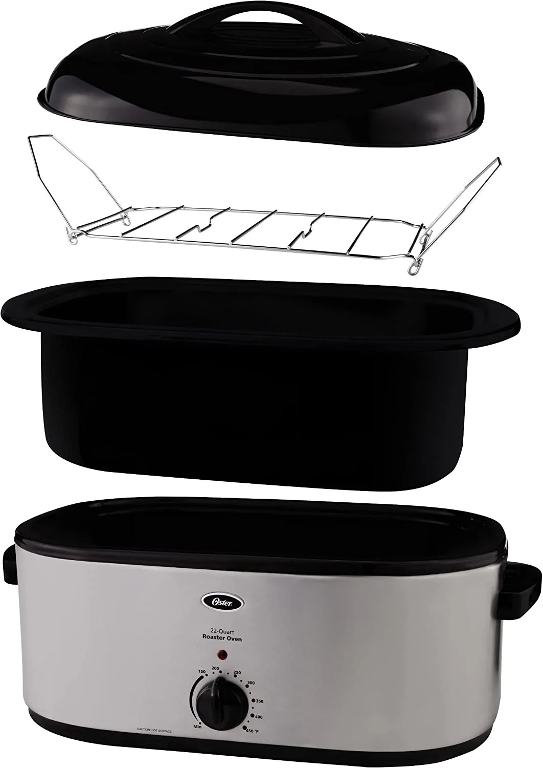 Durable Simple Goods Oster 22-Quart Stainless Steel Roaster Oven, Fits 22-lb Turkey, Baking & Roasting, Easy Clean, CKSTRS23 Original
