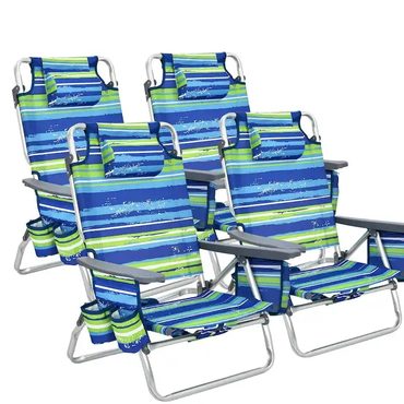 2026 Debut Fresh Find Costway 4-Pack Folding Backpack Beach Chair 5-Position Outdoor - See Details Reliable