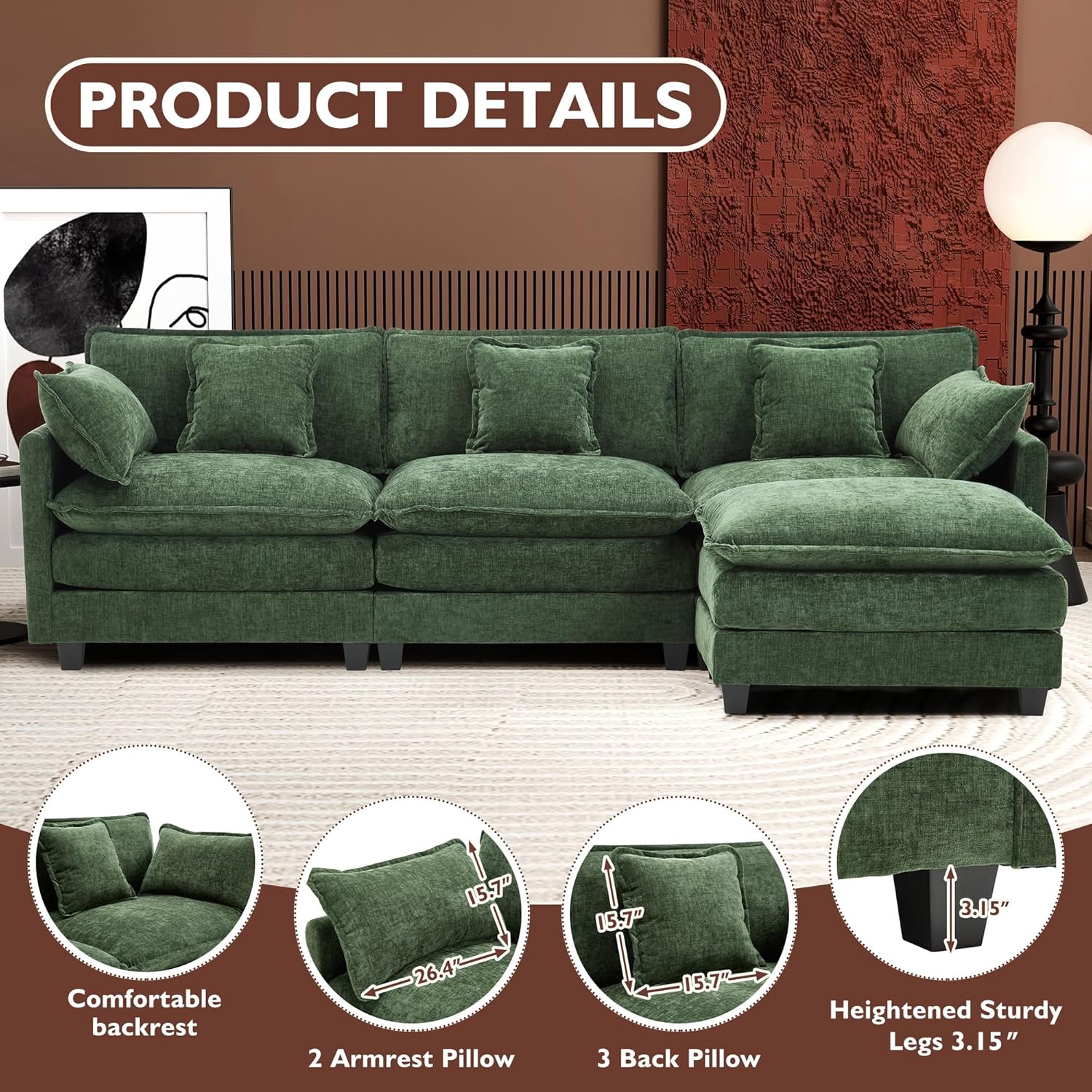 Premium Fresh Find Ihanherry 146" U-Shaped Modern Sofa Modular Sectional Cloud Couch Grey Practical