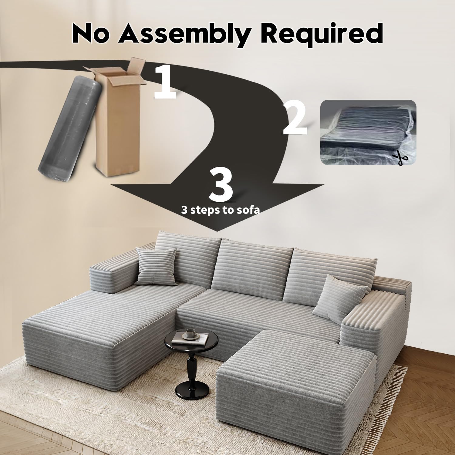 Durable Smart Pick 5" Cloud Modular Sectional Sofa L-Shape Chaise Deep Seat Black Left Facing Reliable