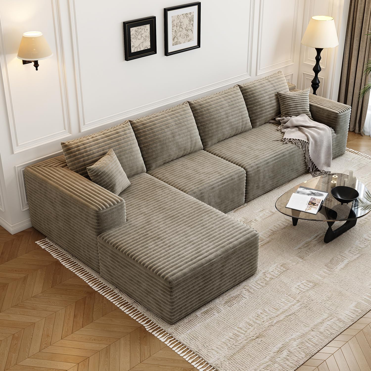 Durable Smart Pick 5" Cloud Modular Sectional Sofa L-Shape Chaise Deep Seat Black Left Facing Reliable