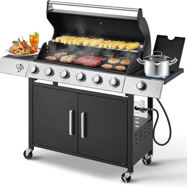 Durable Basic Line MELLCOM 4 Burner BBQ Propane Gas Grill Cast Iron Grates 44,000 BTU Universal