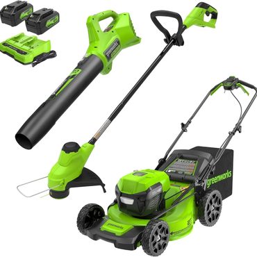 New 2026 Simple Goods Greenworks 48V (24V x 2) 21" Brushless Self-Propelled Mower+12" String Trimmer+320CFM Everyday
