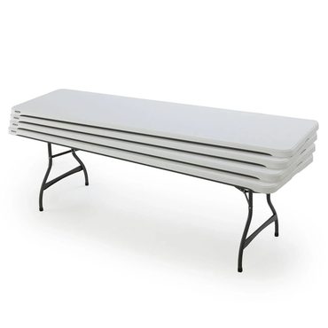 Annual Everyday Co Lifetime 4-Pack Commercial Stacking 8 ft Folding Table - White (80344) Sound