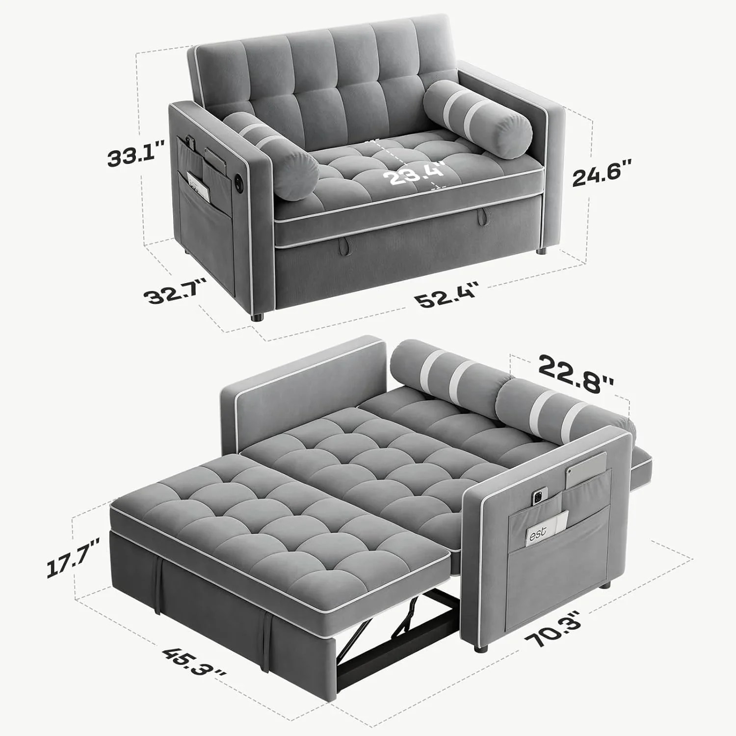 Annual Basic Line Sofa Bed 3-in-1 Convertible Sleeper Sofa Enhanced