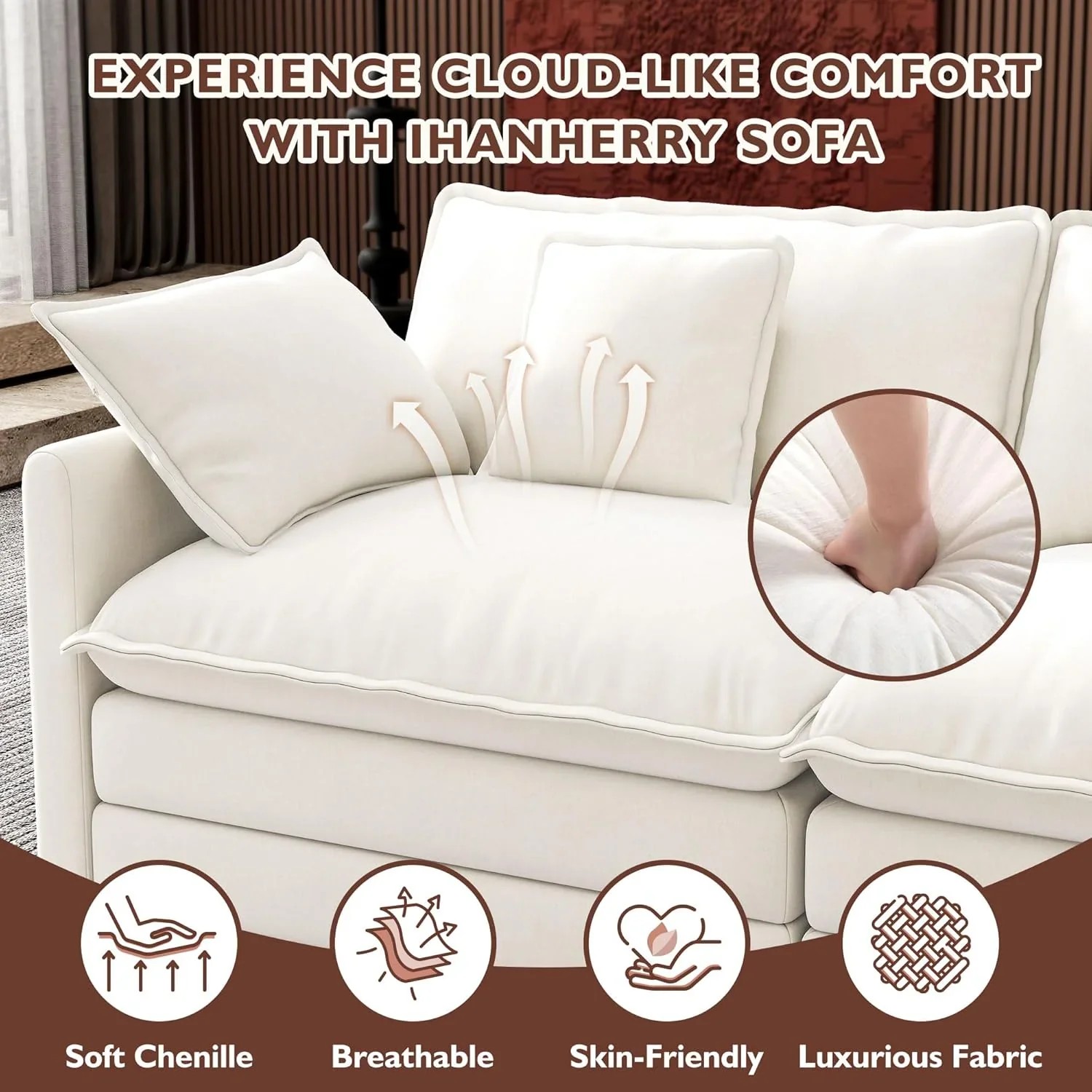 Premium Fresh Find Ihanherry 146" U-Shaped Modern Sofa Modular Sectional Cloud Couch Grey Practical
