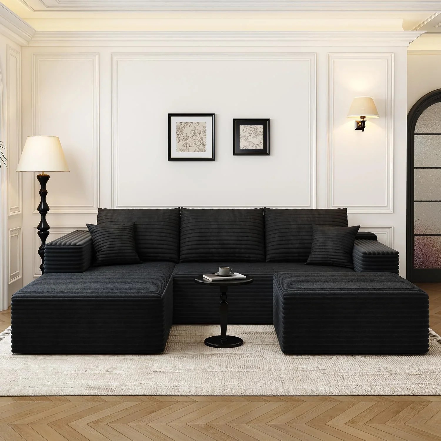 Durable Smart Pick 5" Cloud Modular Sectional Sofa L-Shape Chaise Deep Seat Black Left Facing Reliable