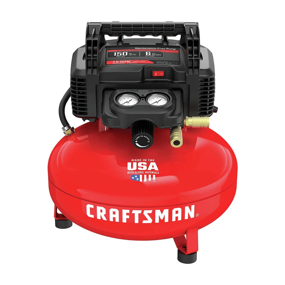 Limited Smart Pick Craftsman 6 Gallon Pancake Air Compressor, Oil-Free, 150 PSI, Portable with Accessory Kit Enhanced