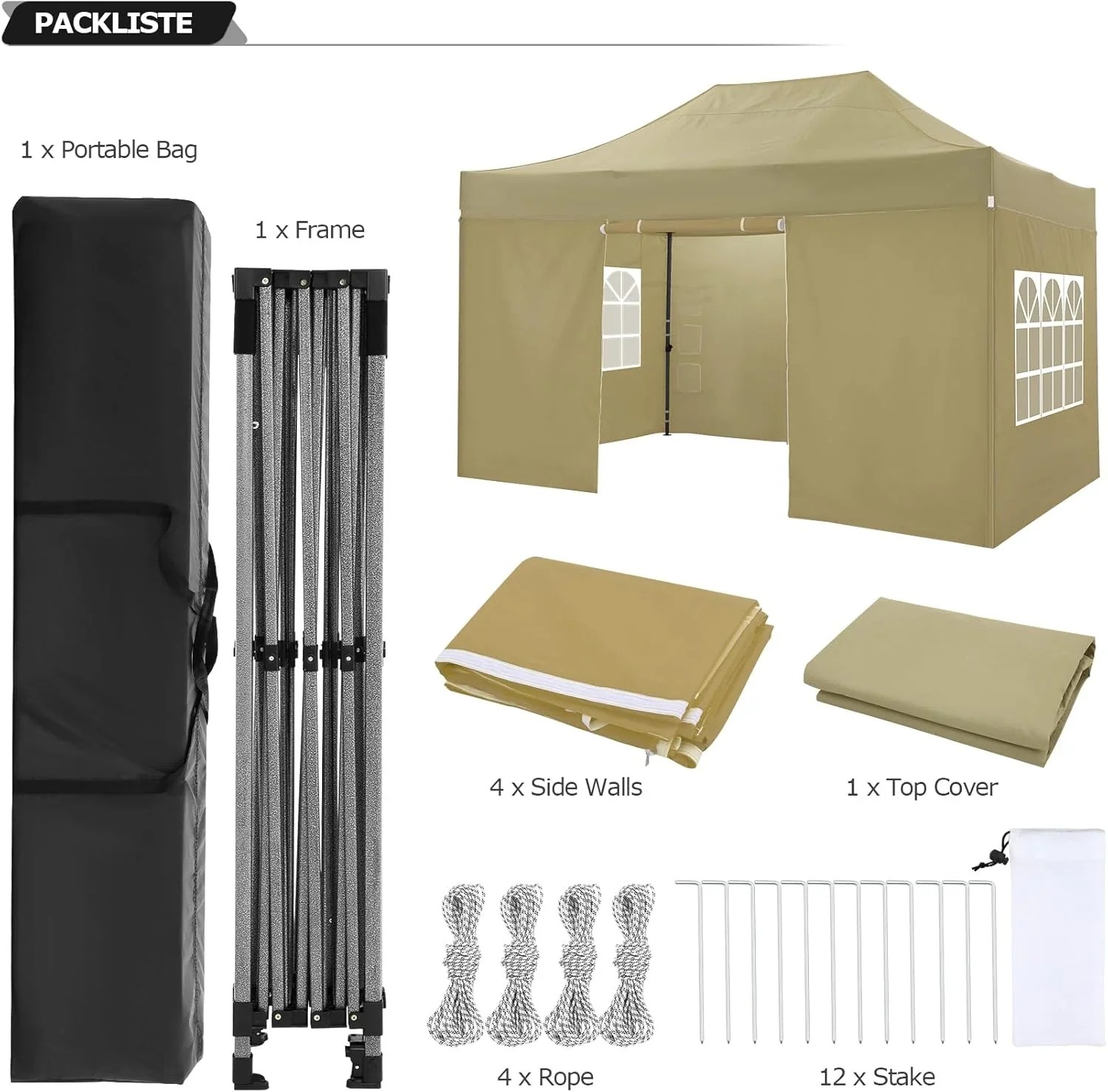 In Stock Pure Value COBIZI 10x20 Heavy Duty Pop up Canopy Tent with 6 Sidewalls Black Functional
