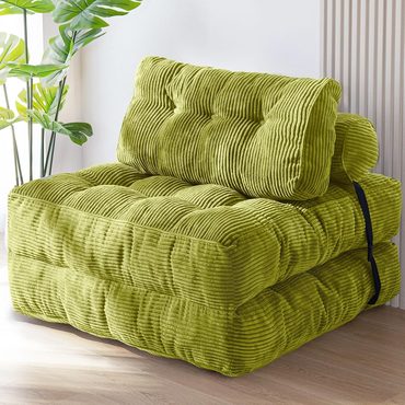 Premium True Basics MAXYOYO Folding Sofa Bed Convertible Sleeper Chair with Pillow Beige Double Improved