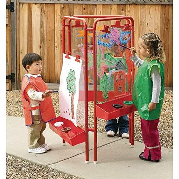 Premium True Basics Colorations 3-Way Indoor/Outdoor Acrylic Panel Easel, Outdoor Play, Drawing, Adjustable Easel Budget