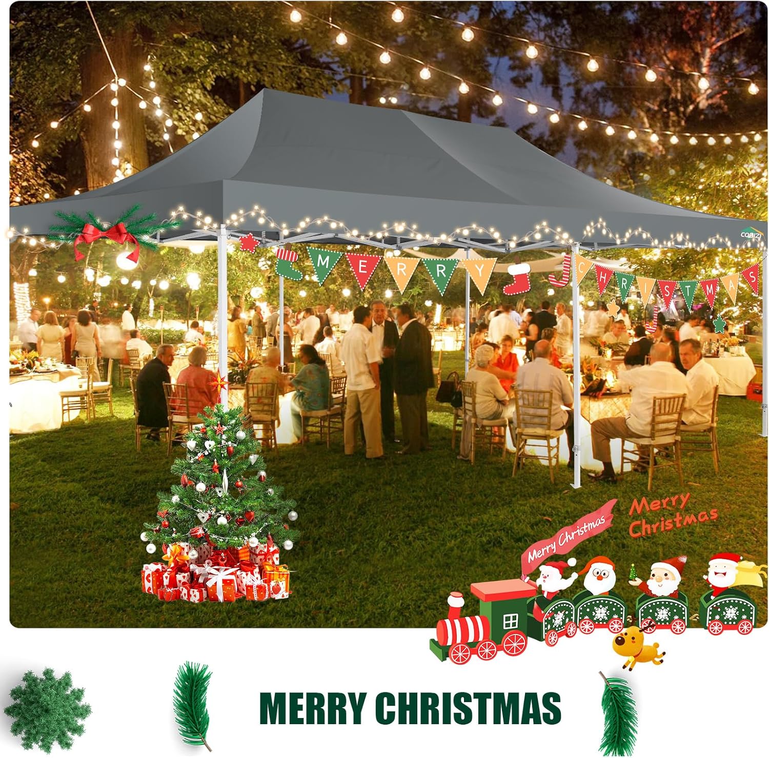 In Stock Pure Value COBIZI 10x20 Heavy Duty Pop up Canopy Tent with 6 Sidewalls Black Functional