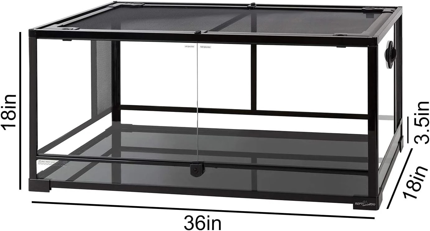 Essential Everyday Co 50 Gallon Reptile Glass Terrarium Tank Double Hinge Door Screen Ventilation 36" x 18" x 18" Sensible