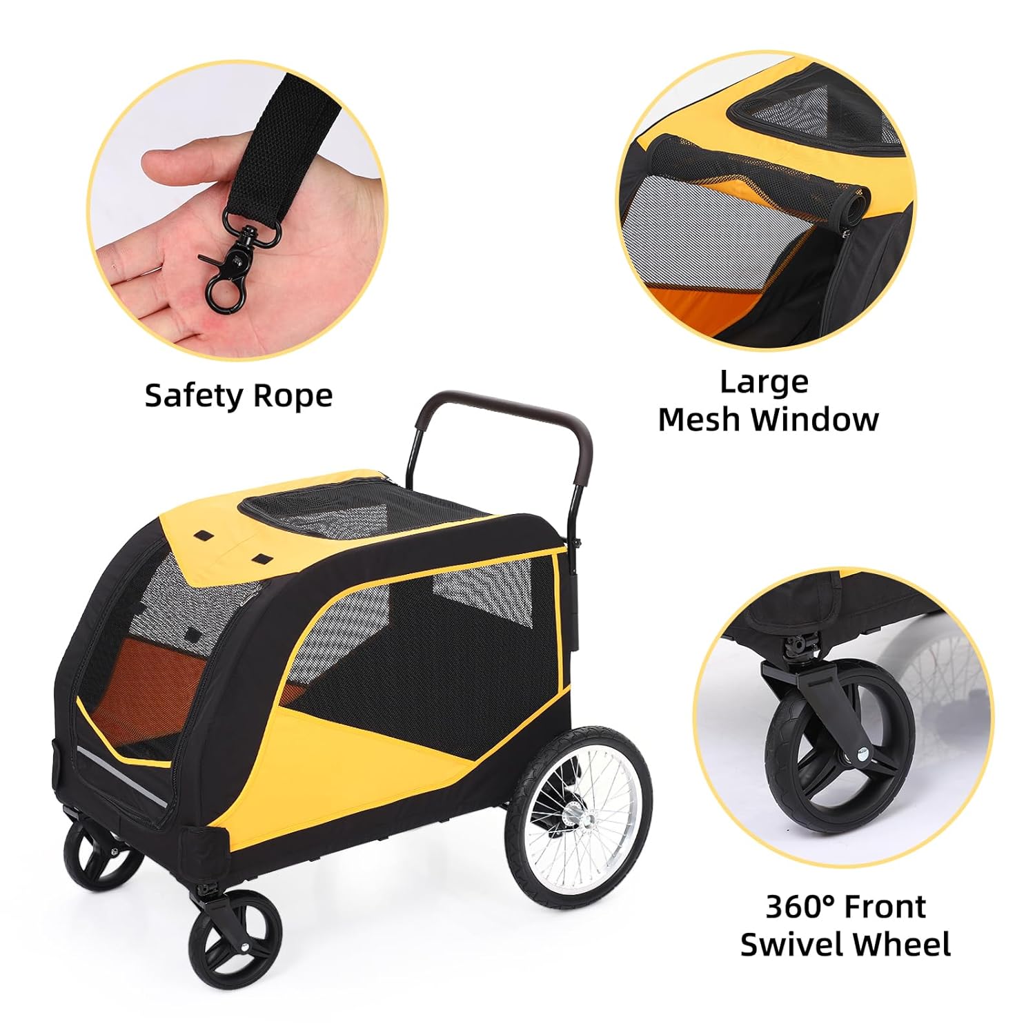 Limited Standard Goods Dog Stroller for Large Pet Jogger Folding Cart 4 Wheel Storage Grey Orange Reliable