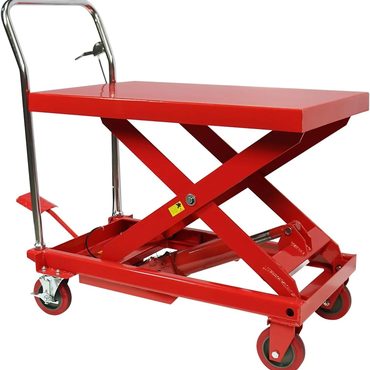 Limited True Basics 660LBS Hydraulic Lift Table Cart, 31" Lift Height, Double Scissor, 4 Wheels, Non-Slip Pad Value