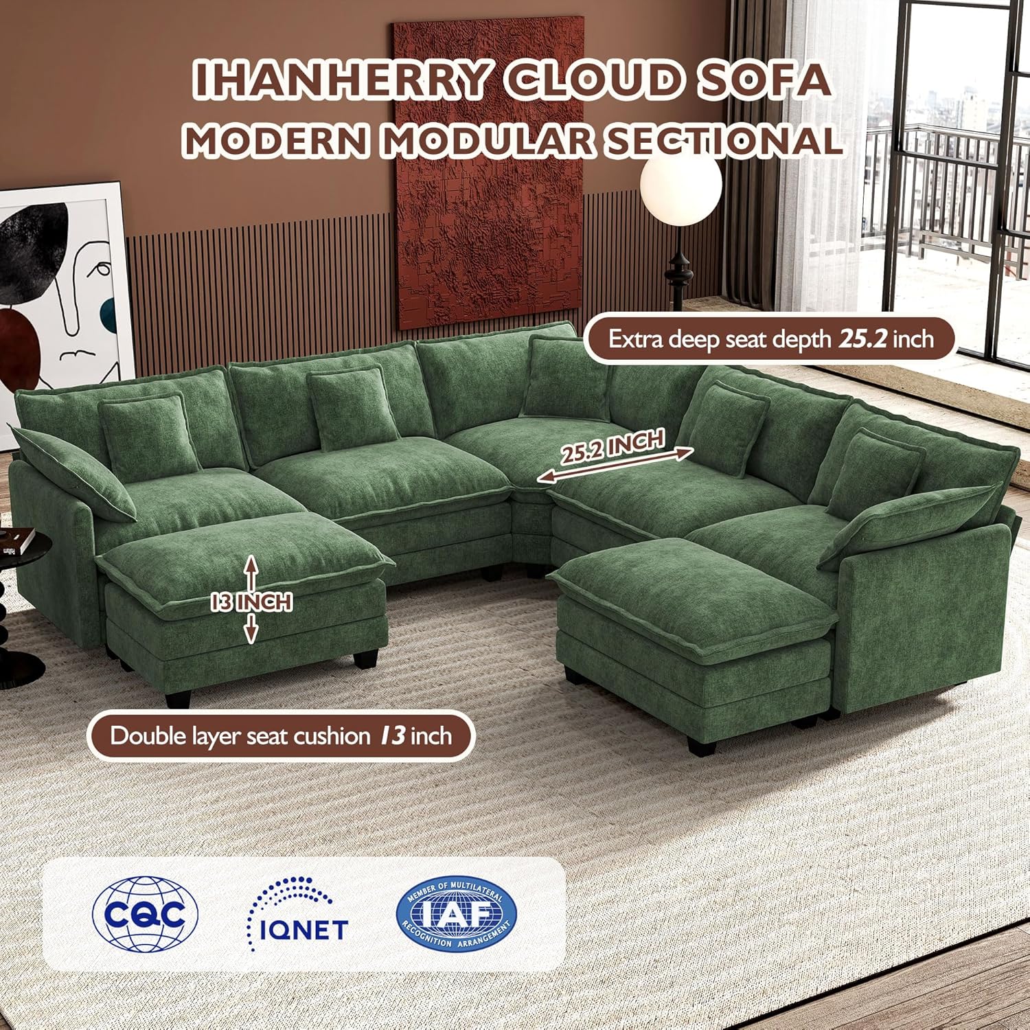 Premium Fresh Find Ihanherry 146" U-Shaped Modern Sofa Modular Sectional Cloud Couch Grey Practical