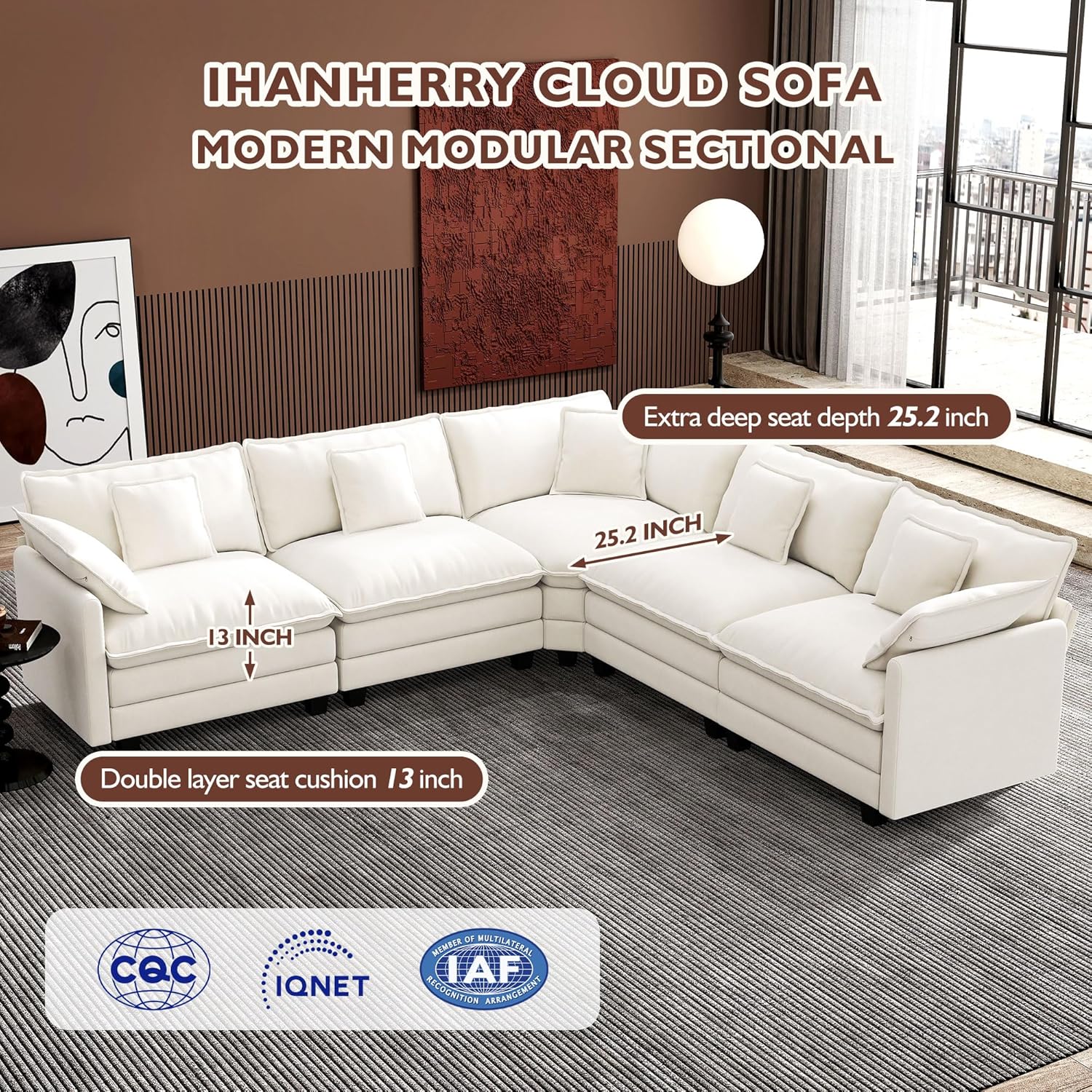 Premium Fresh Find Ihanherry 146" U-Shaped Modern Sofa Modular Sectional Cloud Couch Grey Practical