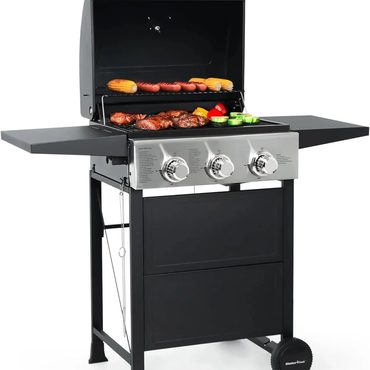 In Season True Basics MASTER COOK 3 Burner BBQ Propane Gas Grill Stainless Steel 30,000 BTU Improved