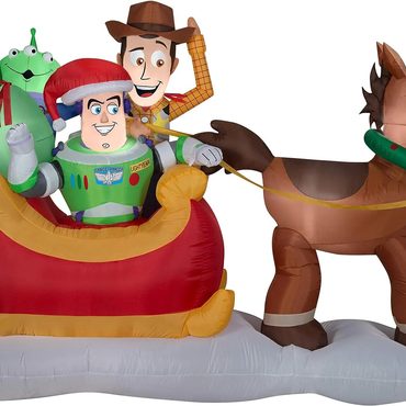 Limited True Basics Inflatable Toy Story with Sleigh Disney Christmas Inflatable Scene Improved