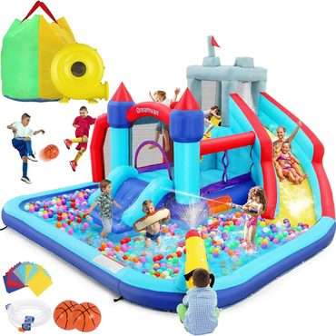 Annual Prime Select Inflatable Water Slides for Kids 8-in-1 Bounce House Water Park with 450W Blower Original