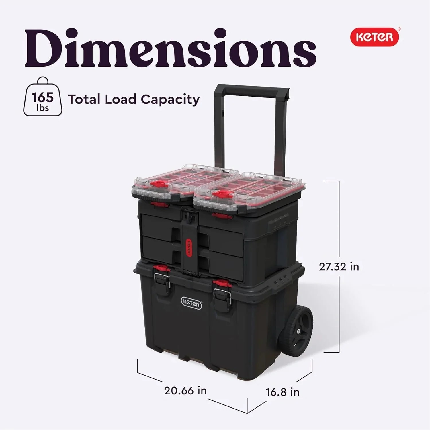 Select Everyday Co Keter Stack-n-Roll Modular Tools Organizer for Garage Storage and DIY 3 Piece Resin Rolling Tool Box System Fine