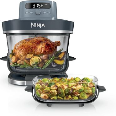 2026 Debut Basic Line Ninja Crispi Pro 6-in-1 Glass Air Fryer | 6qt & 2.5qt Glass Containers with Storage Lids Budget