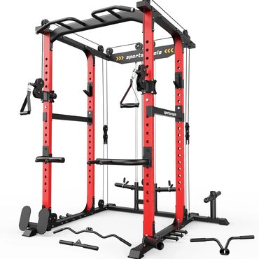 Select True Basics Sportsroyals Power Cage 1600lbs Multi-Function Power Rack Cable Crossover Home Gym Modern