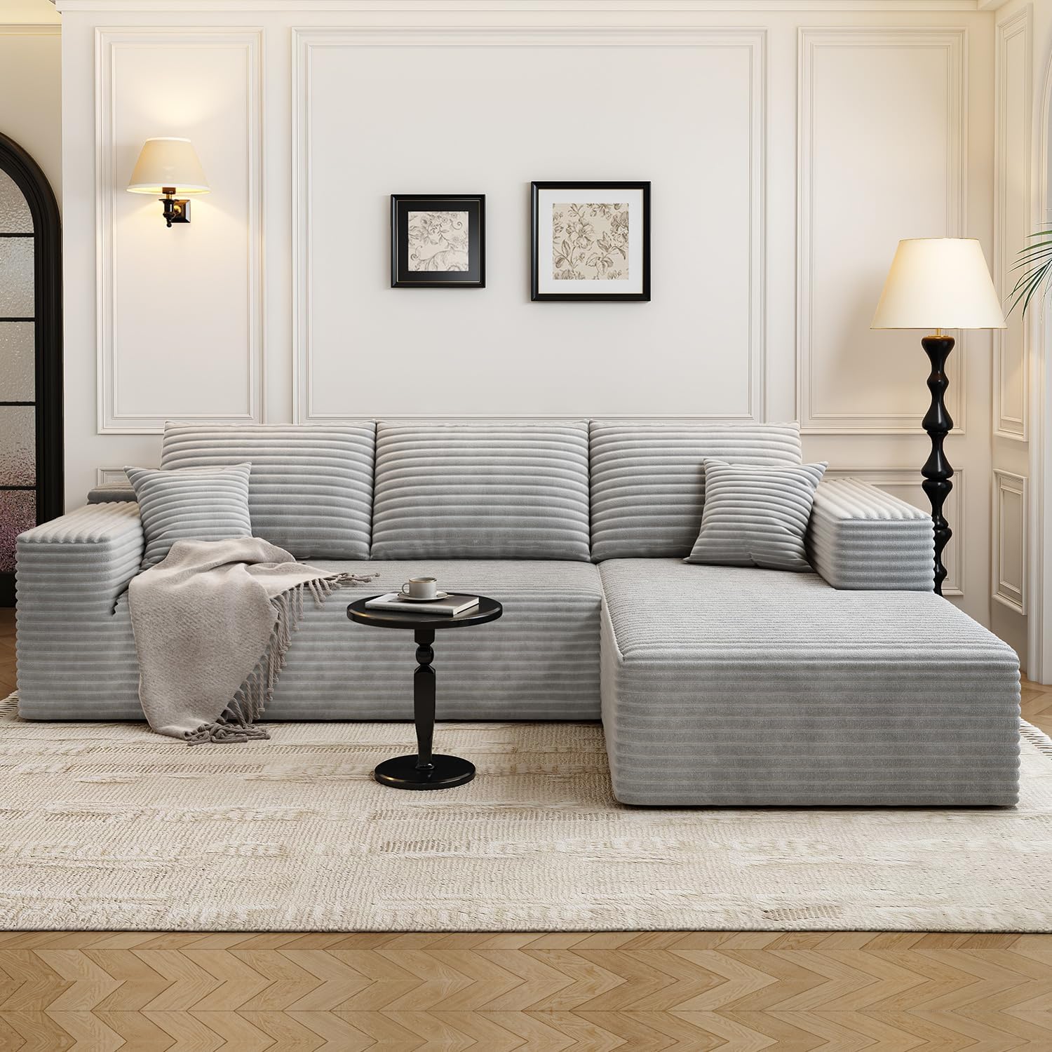 Durable Smart Pick 5" Cloud Modular Sectional Sofa L-Shape Chaise Deep Seat Black Left Facing Reliable