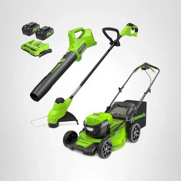 Premium Fresh Find Greenworks 48V (24V x 2) 21" Brushless Self-Propelled Mower+12" String Trimmer+320CFM Blower Value