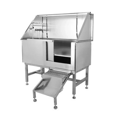 Premium Smart Pick Professional Stainless Steel Dog Grooming Tub with Ramp, Faucet & Sprayer – 50” Pet Wash Station Functional