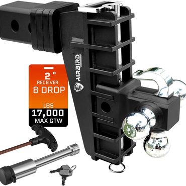 Select Simple Goods Adjustable Trailer Hitch Fits 2-Inch Receiver Heavy Duty 17000 LBS GTW 6 Inch Drop Functional