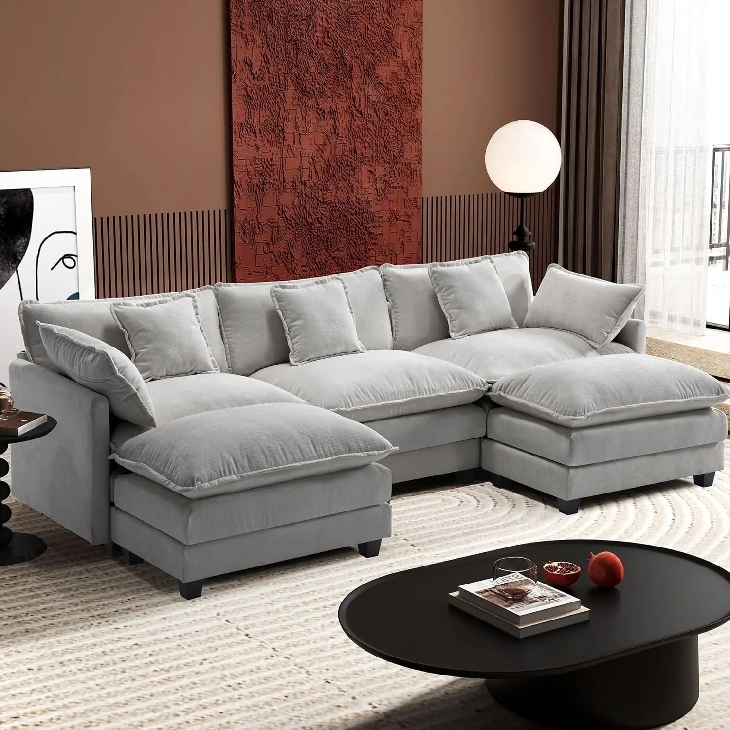 Premium Fresh Find Ihanherry 146" U-Shaped Modern Sofa Modular Sectional Cloud Couch Grey Practical