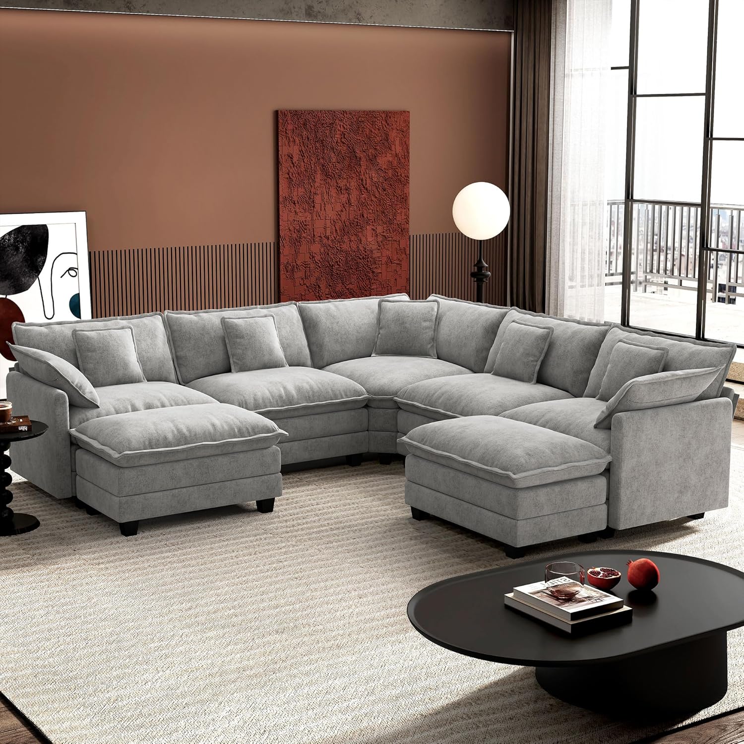 Premium Fresh Find Ihanherry 146" U-Shaped Modern Sofa Modular Sectional Cloud Couch Grey Practical