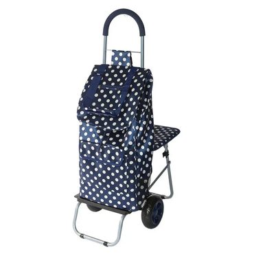 Advanced Standard Goods Blue Polka Dot Shopping Grocery Foldable Cart Reliable
