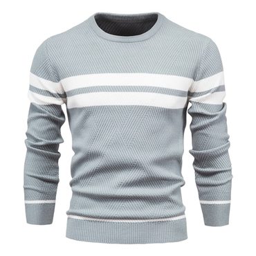 Limited Prime Select Men's Crew Neck Pullover Striped Sweater Functional