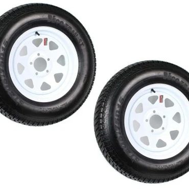 Annual Fresh Find 2-Pack Trailer Tire On Rim ST205/75D15 205/75 D 15 in. LRC 5 Hole White Spoke Improved