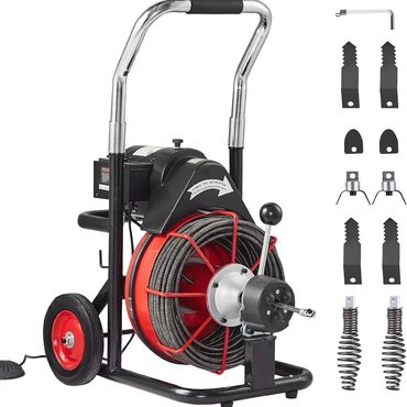 Select Simple Goods Drain Cleaner Machine 100FT x 1/2 Inch Auto Feed Sewer Snake Auger 550W Portable with 8 Cutters Improved