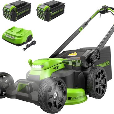 In Stock Basic Line Greenworks 40V 16" Cordless Lawn Mower, Ultra-Light Push Mower with 4.0Ah Battery Modern