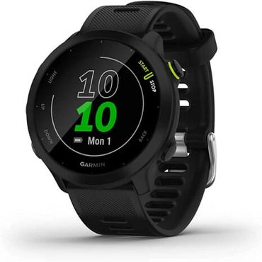 Durable Basic Line Garmin Forerunner 55 GPS Running Smartwatch, Heart Rate Monitor, PacePro, 2-Week Battery, Black Enhanced