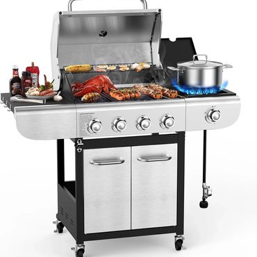 Brand New Pure Value 4-Burner BBQ Propane Gas Grill, 44000 BTU Improved