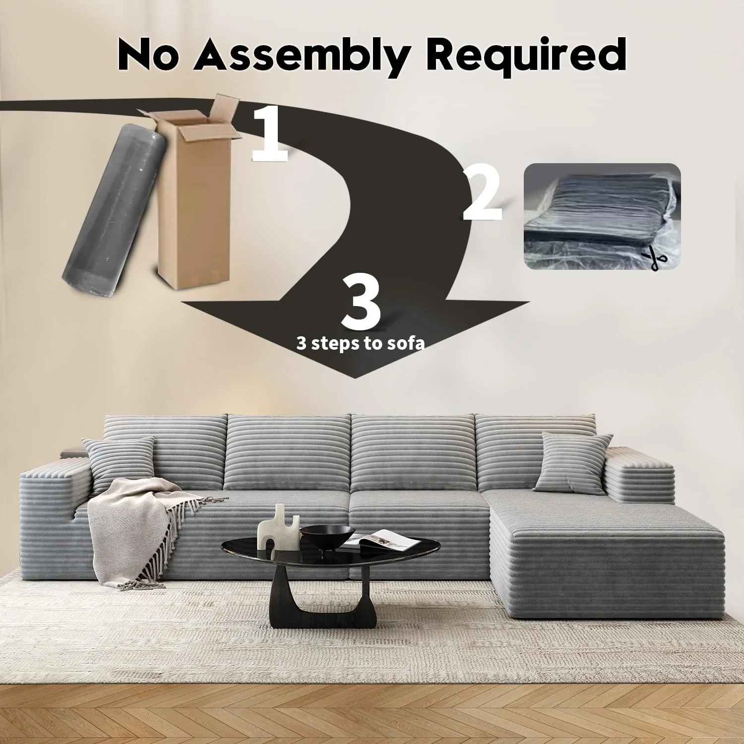 Durable Smart Pick 5" Cloud Modular Sectional Sofa L-Shape Chaise Deep Seat Black Left Facing Reliable