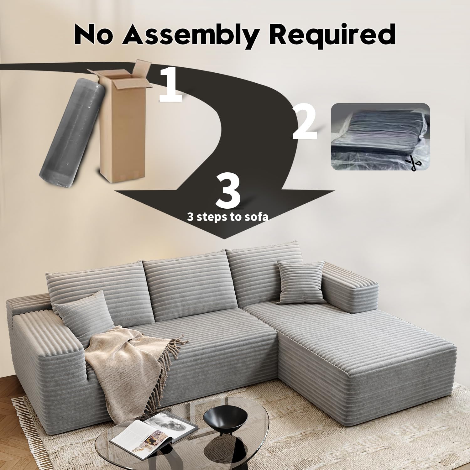 Durable Smart Pick 5" Cloud Modular Sectional Sofa L-Shape Chaise Deep Seat Black Left Facing Reliable