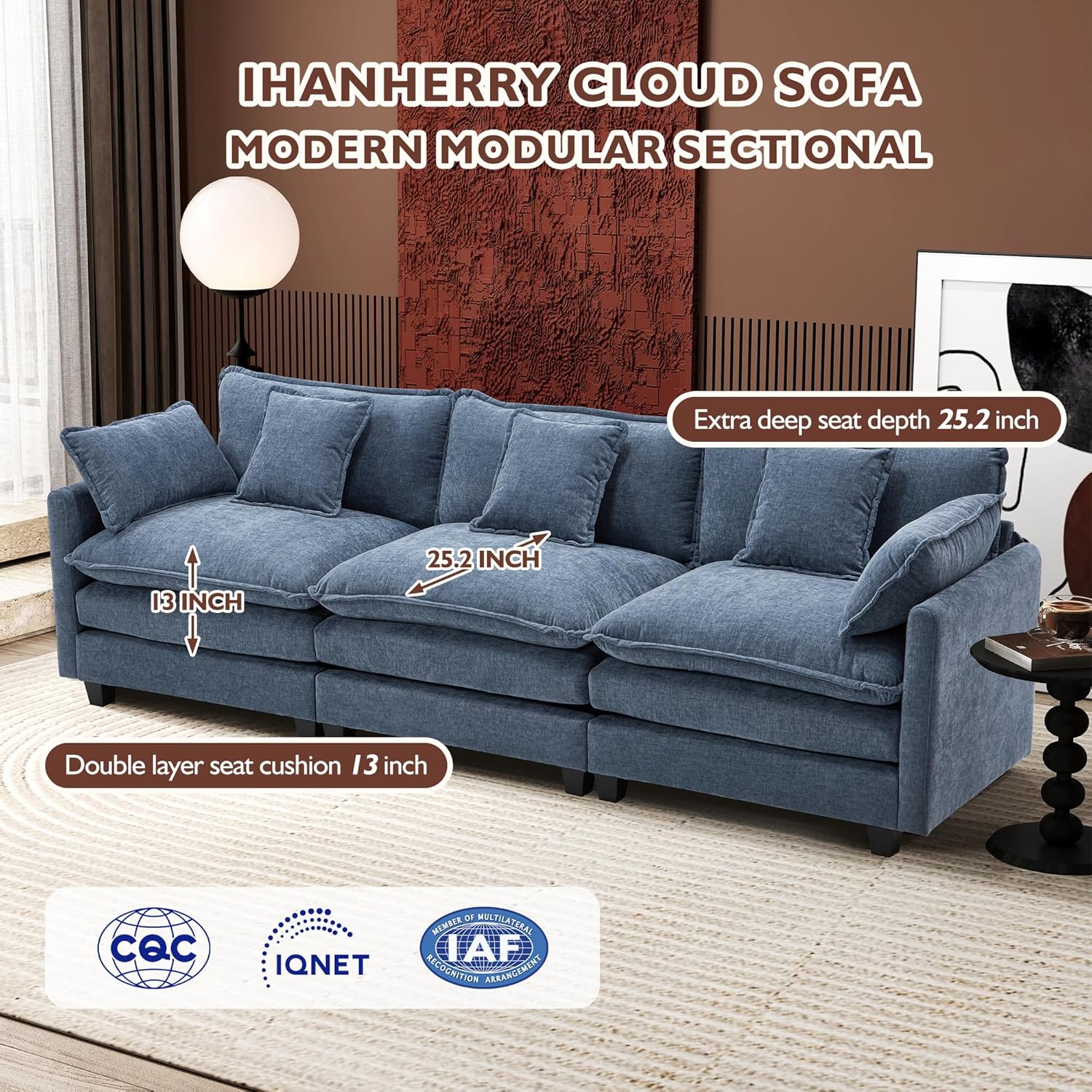 Premium Fresh Find Ihanherry 146" U-Shaped Modern Sofa Modular Sectional Cloud Couch Grey Practical