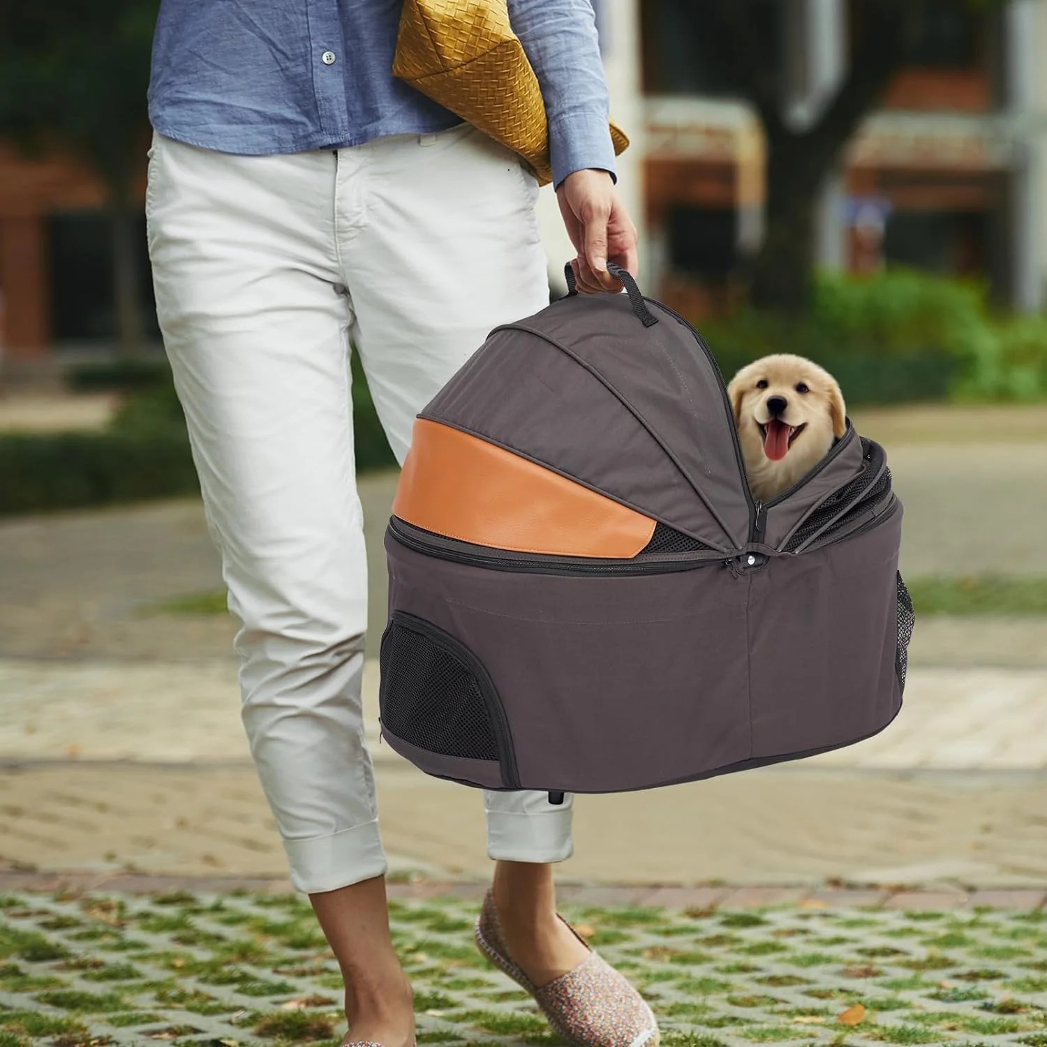 Limited Standard Goods Dog Stroller for Large Pet Jogger Folding Cart 4 Wheel Storage Grey Orange Reliable