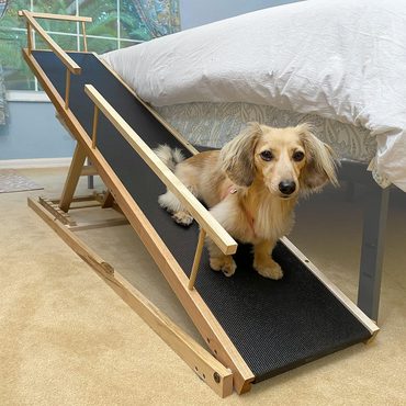 Popular Basic Line Dog Ramp for Beds Adjustable 37" Low Incline Anti-Slip Small Dogs 50lbs Hardwood Functional