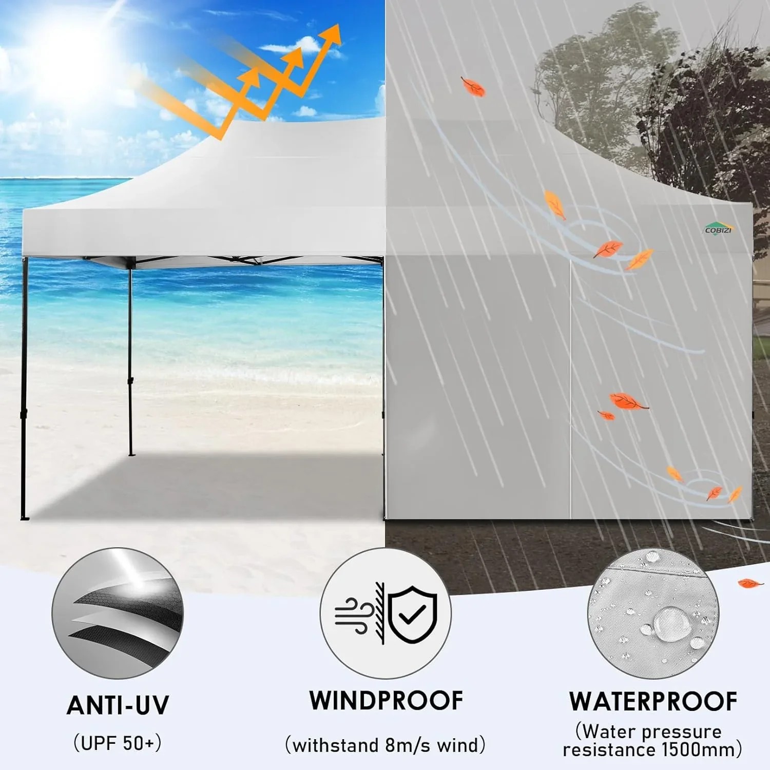 In Stock Pure Value COBIZI 10x20 Heavy Duty Pop up Canopy Tent with 6 Sidewalls Black Functional
