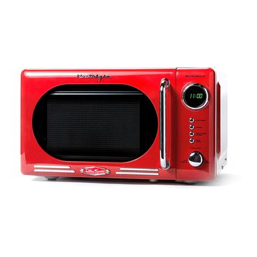 Limited Fresh Find Nostalgia Retro Compact Countertop Microwave Oven 0.7 Cu Ft 700W Red Sound